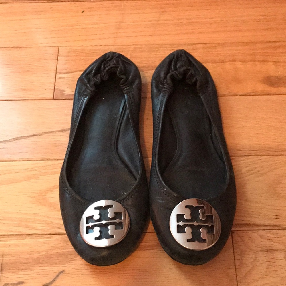 Tory Burch Flat Black with Silver size 6.5